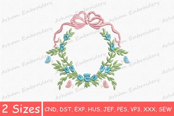 Blue Flowers Bow with Butterfly Monogram