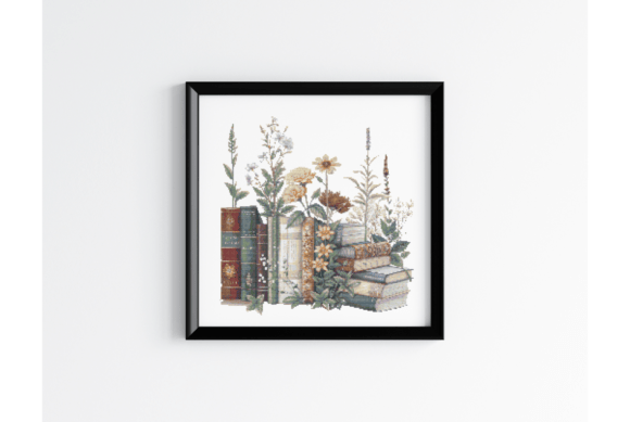 Bookworm Floral Cross Stitch Chart