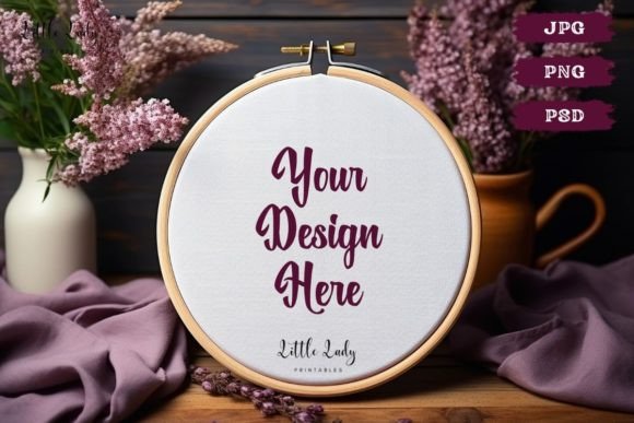 Cross Stitch Hoop Mockup JPG PNG PSD