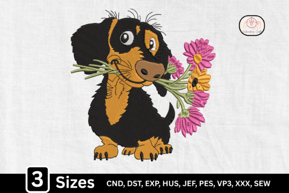 Cute Puppy with Flowers, Dog Lover