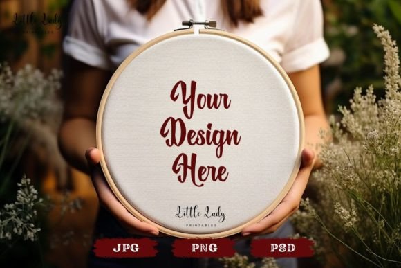 Embroidery Hoop Mockup Smart Object PSD
