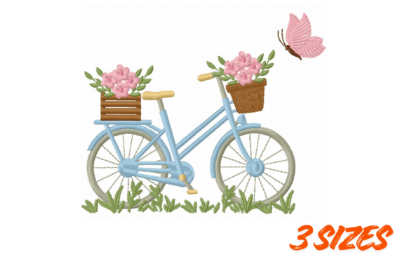 Floral Bicycle Embroidery Design