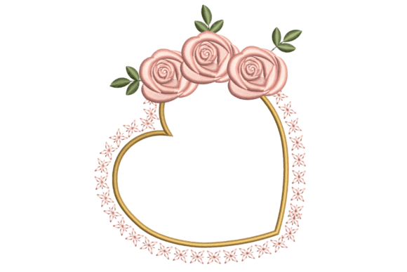 Floral Heart Frame Embroidery