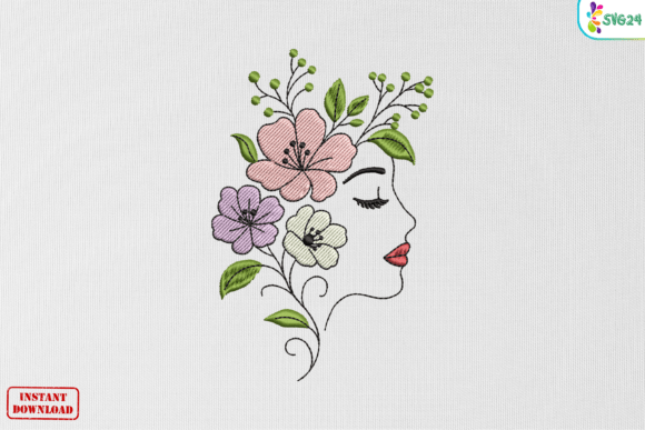 Floral Woman Face Blossom Pattern
