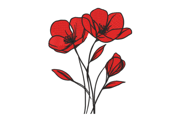 Red Sketch Flowers