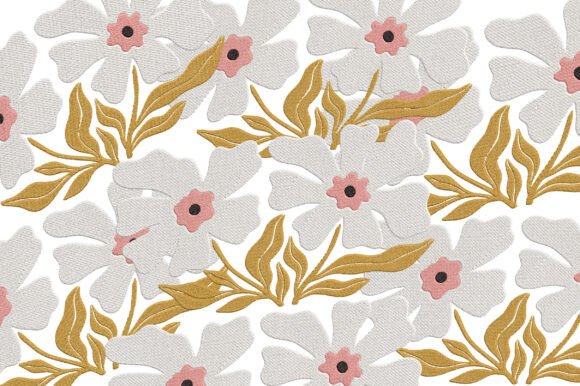White Flower Embroidery Design